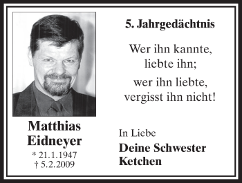 Anzeige von Matthias Eidneyer von  Schlossbote/Werbekurier 
