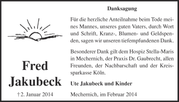 Anzeige von Fred Jakubeck von  Blickpunkt Euskirchen 