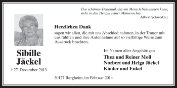 Anzeige von Sibille Jäckel von  Werbepost 