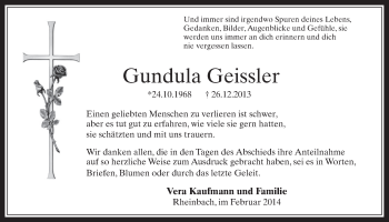 Anzeige von Gundula Geissler von  Schaufenster/Blickpunkt 