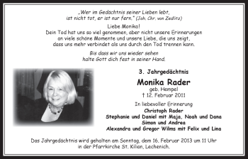 Anzeige von Monika Rader von  Werbepost 