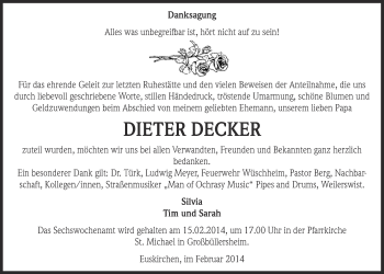 Anzeige von Dieter Decker von  Blickpunkt Euskirchen 