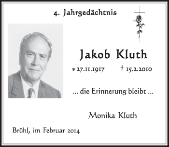 Anzeige von Jakob Kluth von  Schlossbote/Werbekurier 