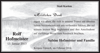 Anzeige von Rolf Hofmeister von  Werbepost 
