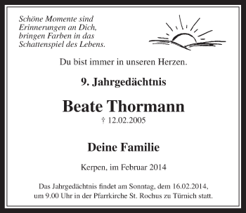 Anzeige von Beate Thormann von  Werbepost 