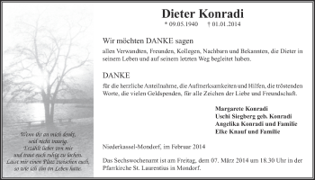 Anzeige von Dieter Konradi von  Extra Blatt 