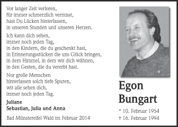 Anzeige von Egon Bungart von  Blickpunkt Euskirchen 