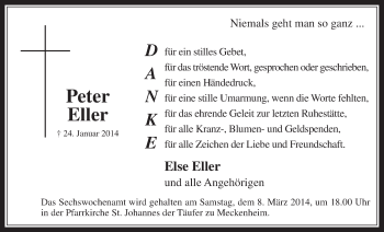 Anzeige von Peter Eller von  Schaufenster/Blickpunkt 