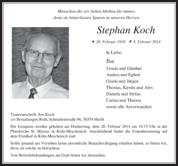 Anzeige von Stephan Koch von  Schlossbote/Werbekurier 
