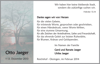 Anzeige von Otto Jaeger von  Lokalanzeiger 