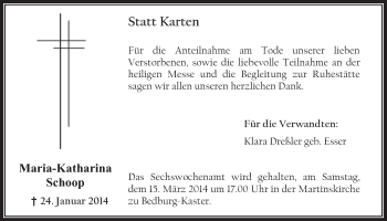 Anzeige von Maria-Katharina Schoop von  Werbepost 