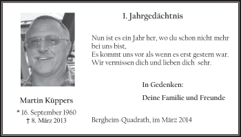 Anzeige von Martin Küppers von  Werbepost 