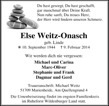 Anzeige von Else Weitz-Onasch von  Anzeigen Echo 