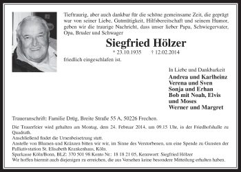 Anzeige von Siegfried Hölzer von  Werbepost 