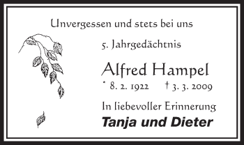 Anzeige von Alfred Hampe von  Schlossbote/Werbekurier 