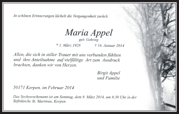 Anzeige von Maria Appel von  Werbepost 