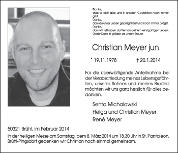 Anzeige von Chrisitan Meyer von  Schlossbote/Werbekurier 