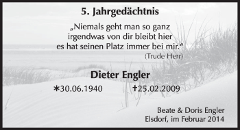 Anzeige von Dieter Engler von  Werbepost 