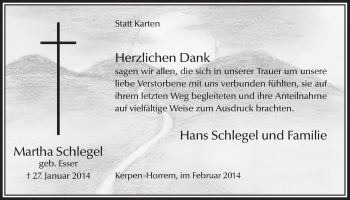 Anzeige von Martha Schlegel von  Werbepost 