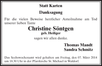 Anzeige von Christine Söntgen von  Schaufenster/Blickpunkt 