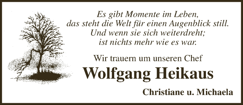 Traueranzeige für Wolfgang Heikaus vom 26.02.2014 aus  Anzeigen Echo 