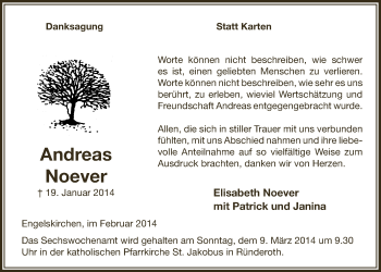 Anzeige von Andreas Noever von  Anzeigen Echo 