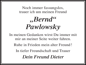 Anzeige von Bernd Pawlowsky von  Anzeigen Echo 