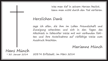 Anzeige von Hans Münch von  Werbepost 