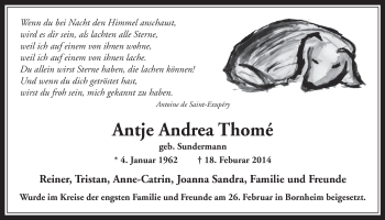 Anzeige von Antje Andrea Thome von  Schaufenster/Blickpunkt 