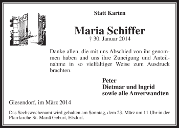 Anzeige von Maria Schiffer von  Werbepost 