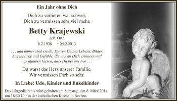 Anzeige von Betty Krajewski von  Bergisches Handelsblatt 