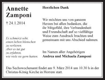 Anzeige von Annette Zamponi von  Werbepost 