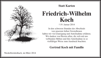 Anzeige von Friedrich-Wilhelm Koch von  Lokalanzeiger 