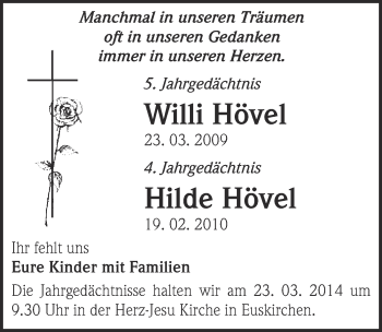 Anzeige von Willi Hövel von  Blickpunkt Euskirchen 
