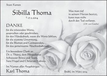 Anzeige von Sibilla Thoma von  Schlossbote/Werbekurier 
