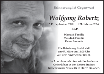 Anzeige von Wolfgang Roberiz von  Schlossbote/Werbekurier 