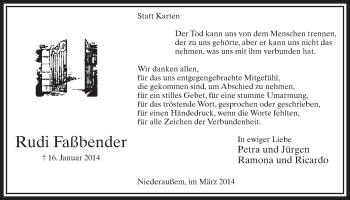 Anzeige von Rudi Faßbender von  Sonntags-Post 