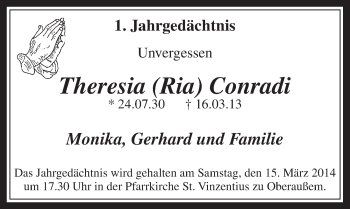 Anzeige von Theresia Conradi von  Werbepost 