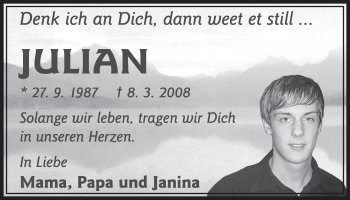 Anzeige von Julian  von  Sonntags-Post 