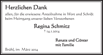 Anzeige von Regina Schmitz von  Schlossbote/Werbekurier 
