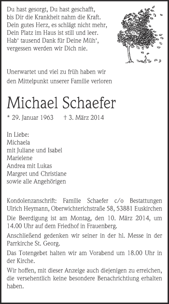 Anzeige von Michael Schaefer von  Blickpunkt Euskirchen 