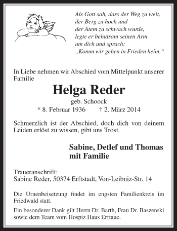 Anzeige von Helga Reder von  Werbepost 
