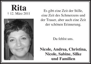 Anzeige von Rita  von  Lokalanzeiger 