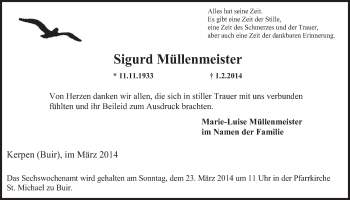 Anzeige von Sigurd Müllenmeister von  Werbepost 