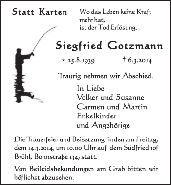 Anzeige von Siegfried Gotzmann von  Schlossbote/Werbekurier 