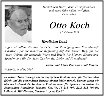 Anzeige von Otto Koch von  Lokalanzeiger 