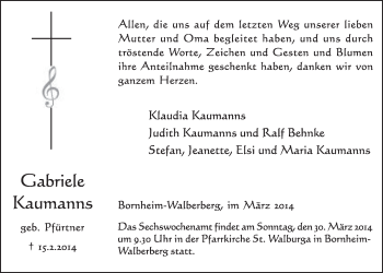 Anzeige von Gabriele Kaumanns von  Schlossbote/Werbekurier 