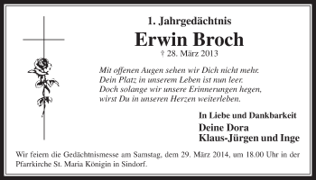 Anzeige von Erwin Broch von  Werbepost 