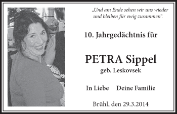 Anzeige von Petra Sippel von  Schlossbote/Werbekurier 