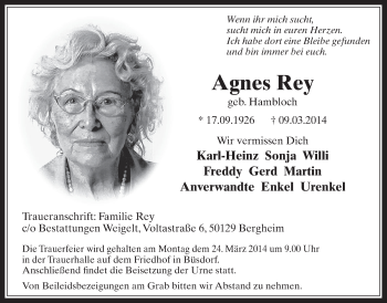 Anzeige von Agnes Rey von  Werbepost 
